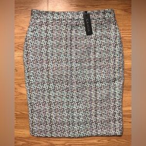 Gracia Turquoise Tweed Pencil Skirt women’s L NWT